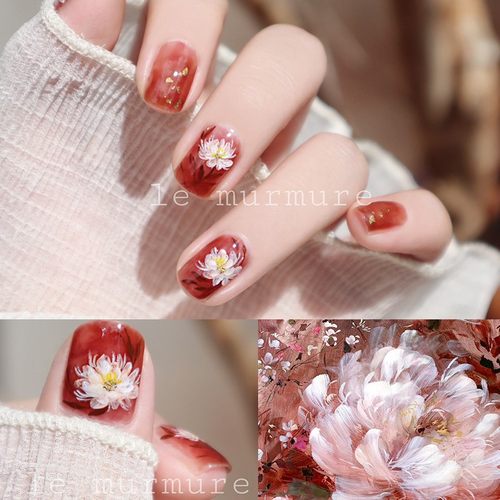 铁素清新小雏菊白色花朵美甲贴纸