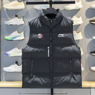 李宁CBA篮球棉马甲2025冬季 男子立领保暖舒适运动外套AMMV005 新款