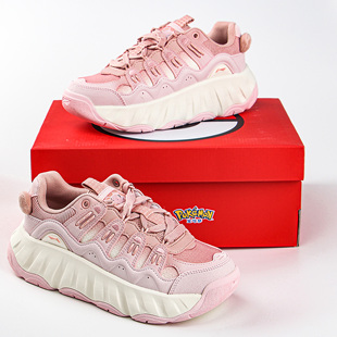 李宁休闲鞋 2026春新款宝可梦联名曲奇皮皮女子经典老爹鞋AGCW178