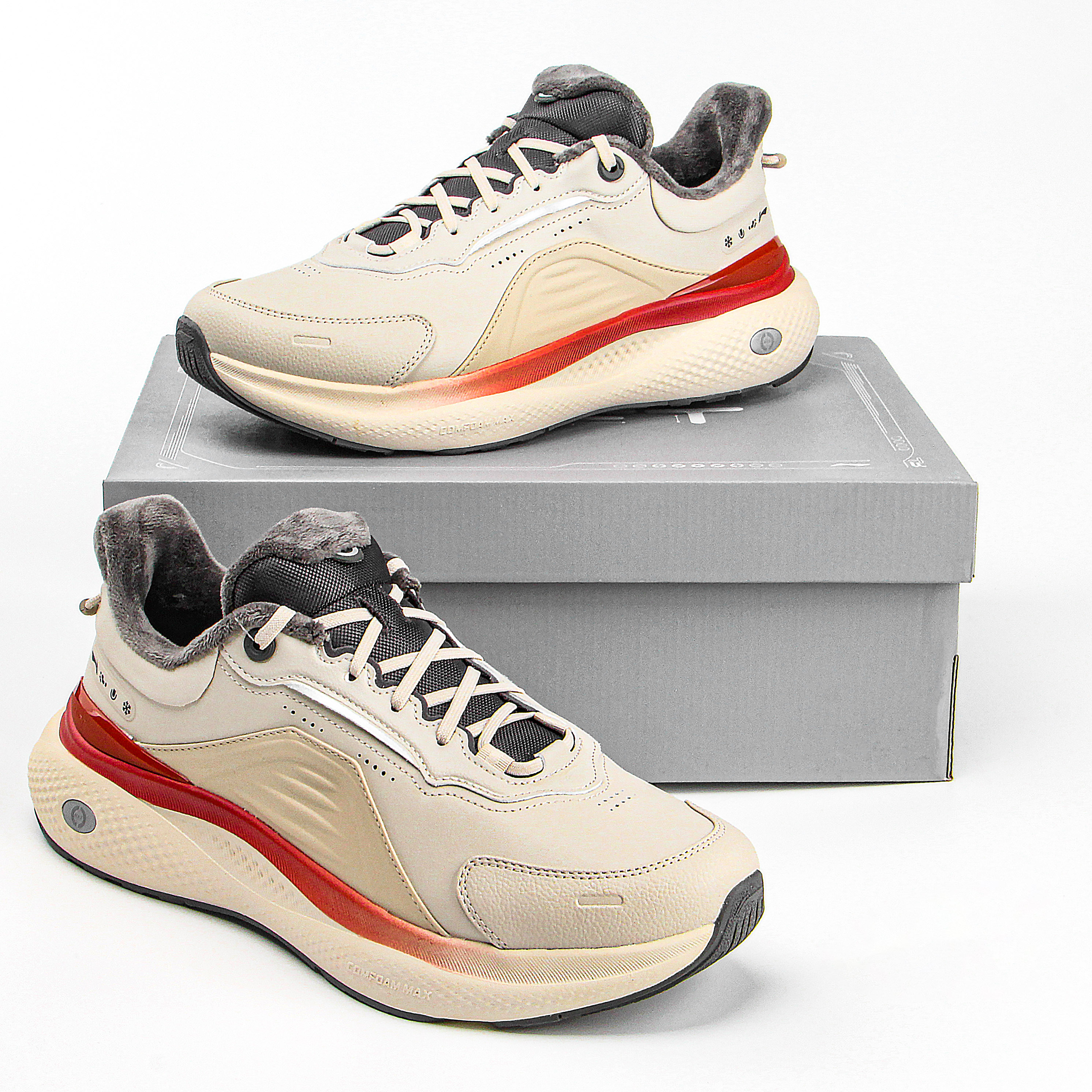 李宁休闲鞋男2025新款SOFT PLUS 2保暖加绒舒适柔软运动鞋AGLV147