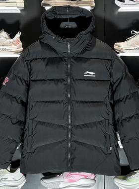 李宁CBA篮球运动棉服2025冬新款男子休闲宽松连帽保暖外套AJMV069