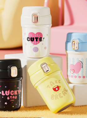 高颜值小巧便携外出咖啡杯多巴胺直饮保温杯316L不锈钢水杯学生男