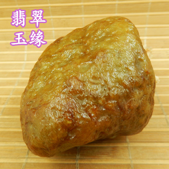 缅甸黄翡翠冰糯老坑种手把玩毛料 玉原石A货双彩特色厚桩摆件明料