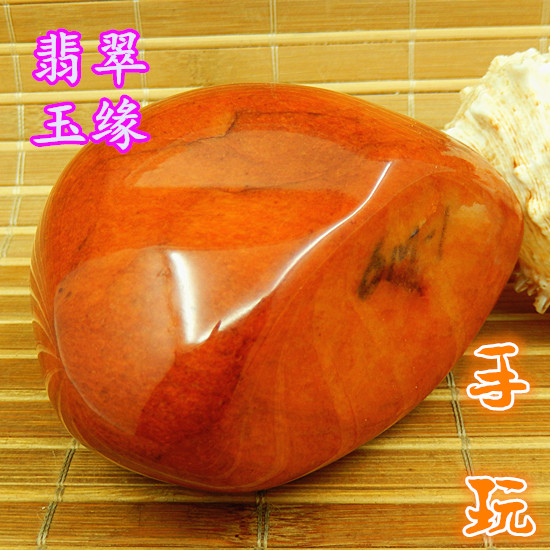 细糯老坑种帝皇红色翡翠手把玩抛光明料 玉原石A货厚桩牌子毛料