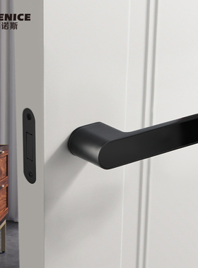 现代意式极简黑白生态门锁室内卧室房门通用型磁吸静音家用门把手