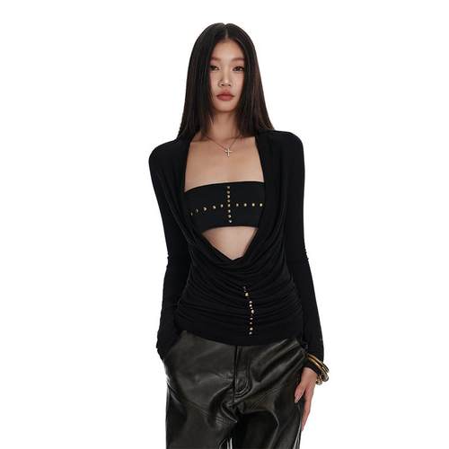 4muggle羊毛混纺抹胸针织罩衫