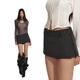 4muggle早秋原创设计黑灰西装 裙辣妹短裙显瘦A字包臀半身裙高级感
