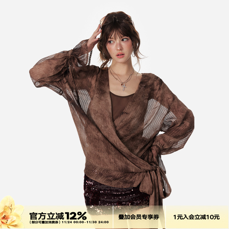 4muggle春夏新款棕色莎莎衬衣女