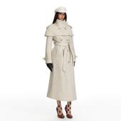 可拆卸披肩斗篷套装 4muggle原创设计毛呢大衣外套女秋冬季 新款