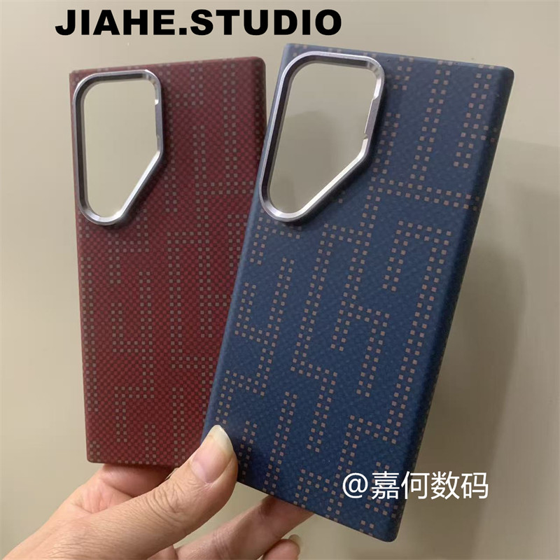 仿碳纤维纹凯夫拉纹迷宫格适用三星Galaxy s25ultra手机壳磁吸s24ultra硬壳s23ultra保护壳浮雕轻奢商务简约