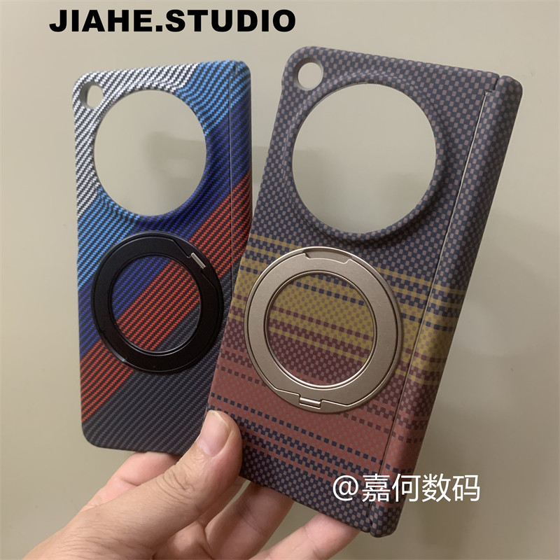 仿碳纤维纹理凯夫拉纹理橙黄条纹适用OPPO Find N6手机壳磁吸带中轴支架轻奢男保护壳商务简约高级感水贴工艺