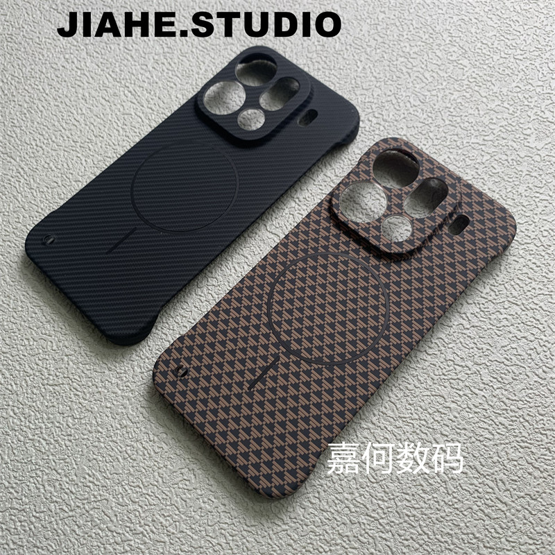 仿碳纤维纹凯夫拉纹无边框几何三角格适用OPPOFindx9 pro手机壳Findx8磁吸硬壳Findx8pro保护壳轻薄findx8s男