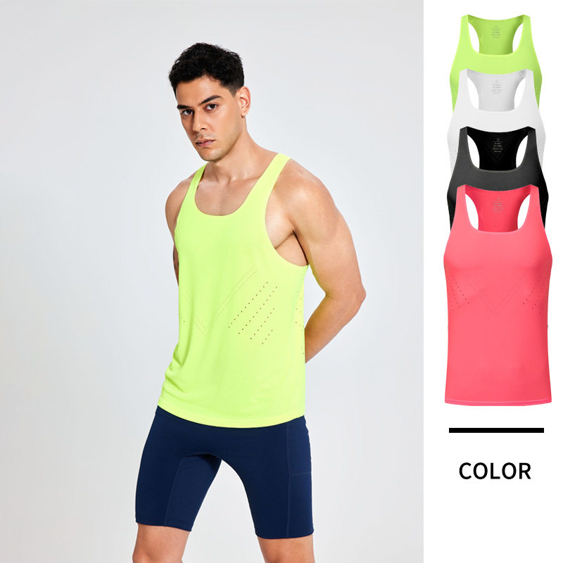 新款轻量吸汗透气运动速干衣女 工字背风洞专业马拉松跑步背心男