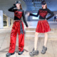 嘻哈表演套装 亮闪闪女团跳舞演出服爵士舞时尚 亮片上衣反光阔腿裤