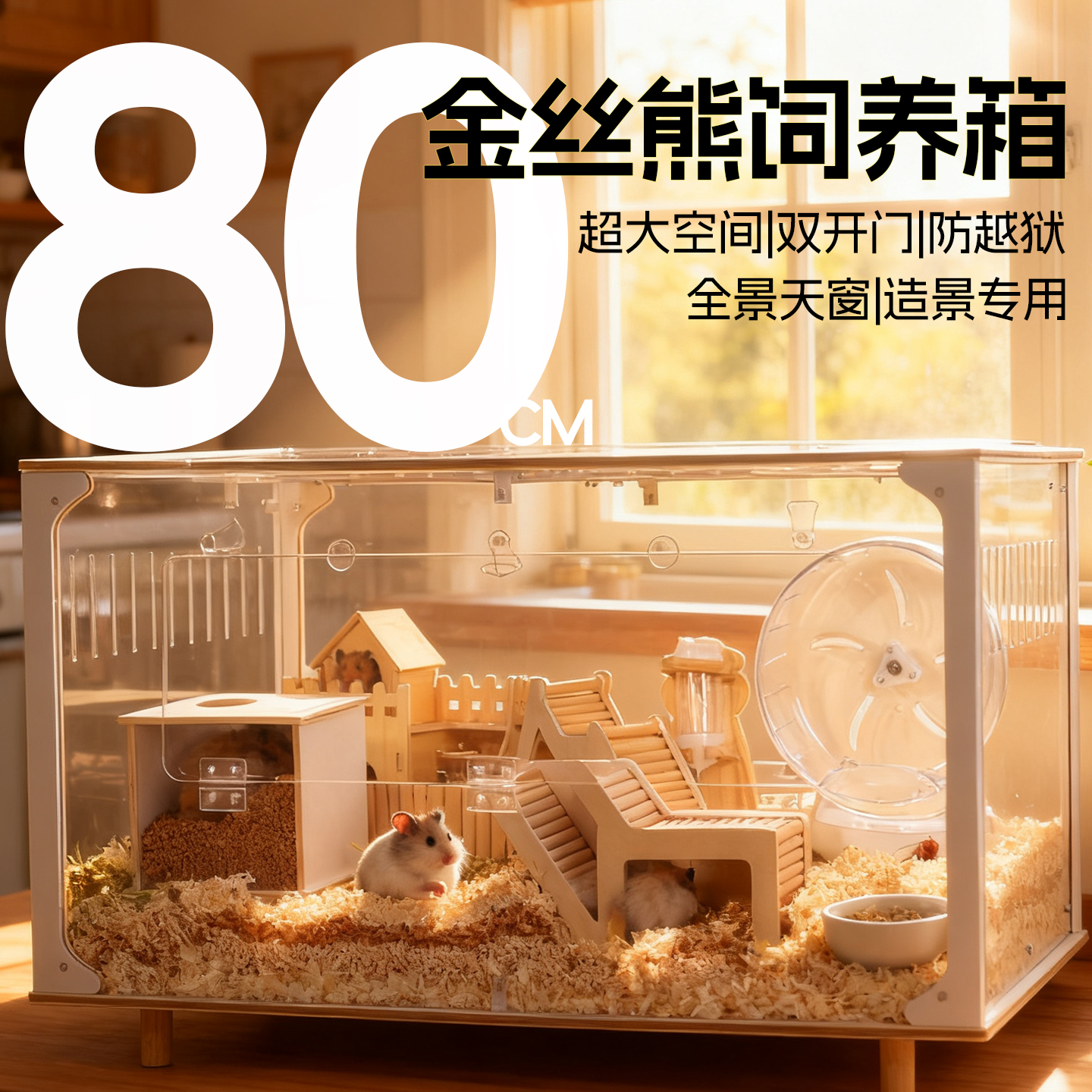 仓鼠笼80金丝熊亚克力透明饲养箱