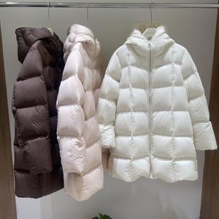 欧货原版冬季新款高级感泡芙羽绒服女中长款宽松90白鸭绒加厚外套