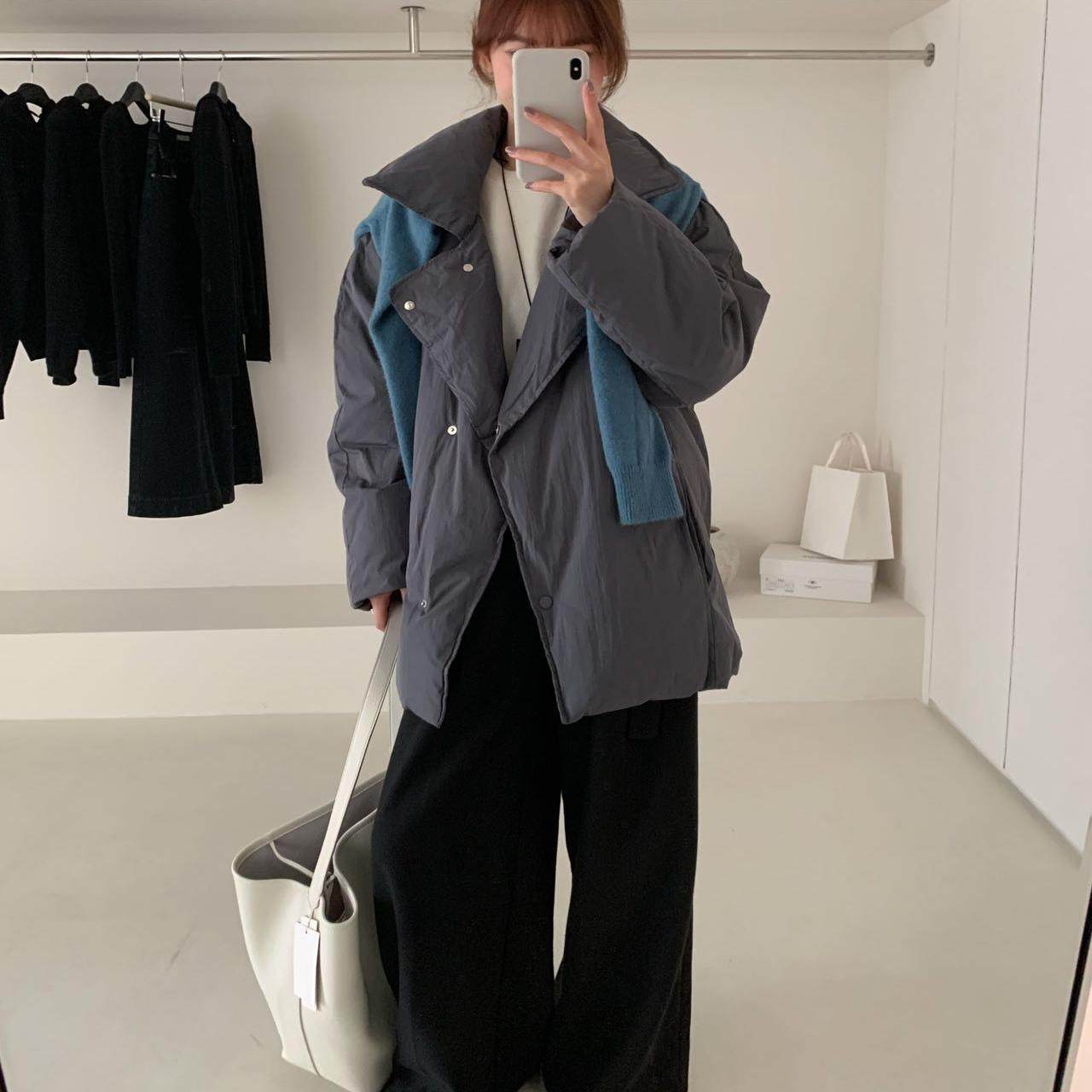 2025冬新款韩代简约廓形风衣式面包羽绒服女短款遮臀加厚保暖外套