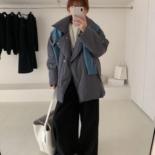 2025冬新款韩代简约廓形风衣式面包羽绒服女短款遮臀加厚保暖外套