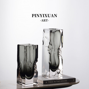 品一轩时空裂痕轻奢简约创意琉璃花瓶客厅餐桌样板房桌面插花花瓶