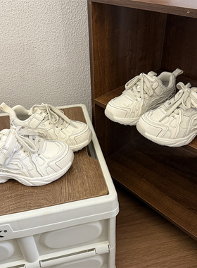 68007女童韩版轻便运动鞋2026春款儿童皮面白色老爹鞋男童休闲鞋