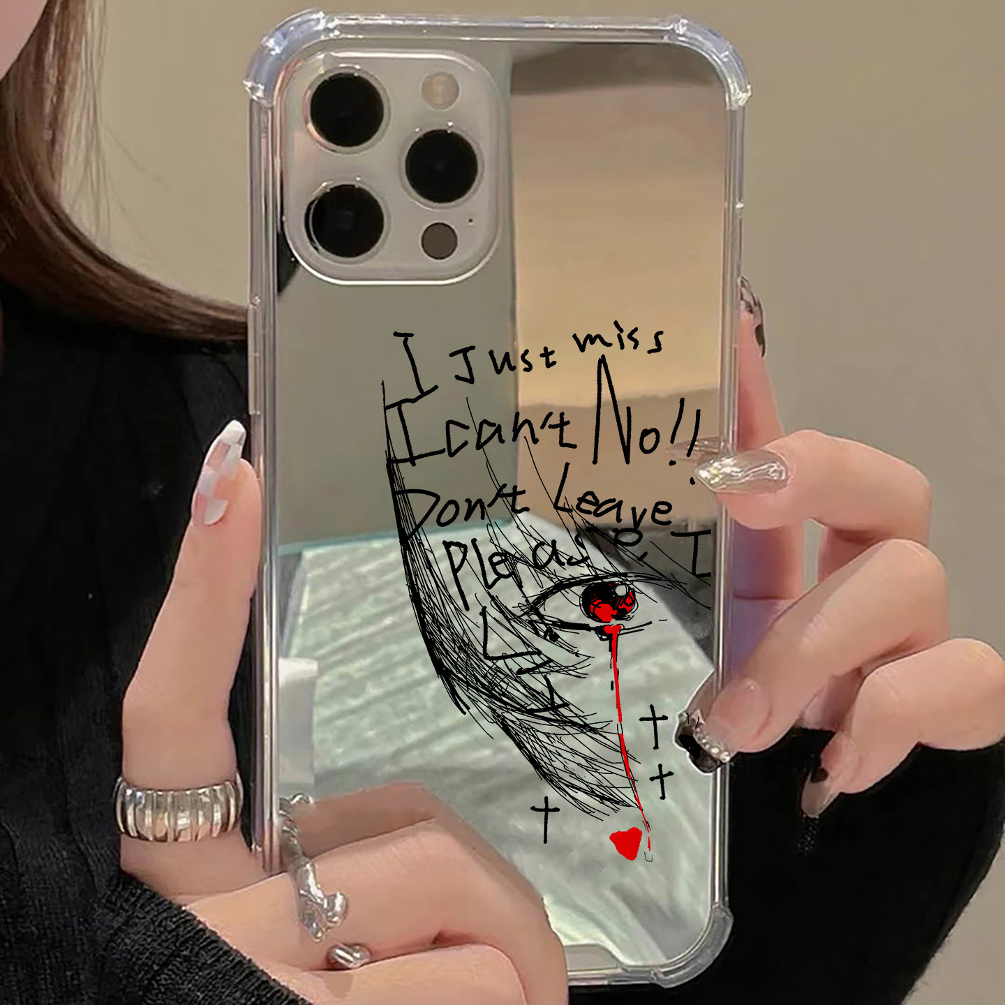 EVA绫波丽适用iPhone17苹果14手机壳15ProMax女16荣耀100华为Mate60镜面P70补妆oppo小米vivo简笔高级感荣耀