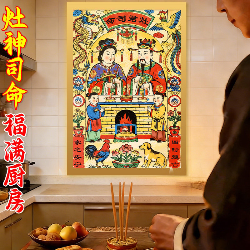 灶王爷厨房贴2026年新款灶神年画图片