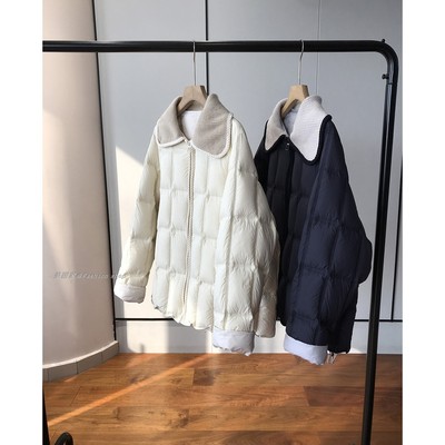 看着就软乎乎~暖呼呼~ 90白鸭绒针织翻领撞色羽绒服保暖外套