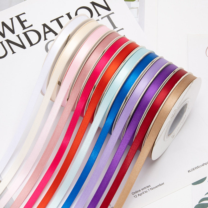 6毫米双面涤纶带礼物包装丝带鲜花发饰绑带蛋糕烘焙花束彩带卷装
