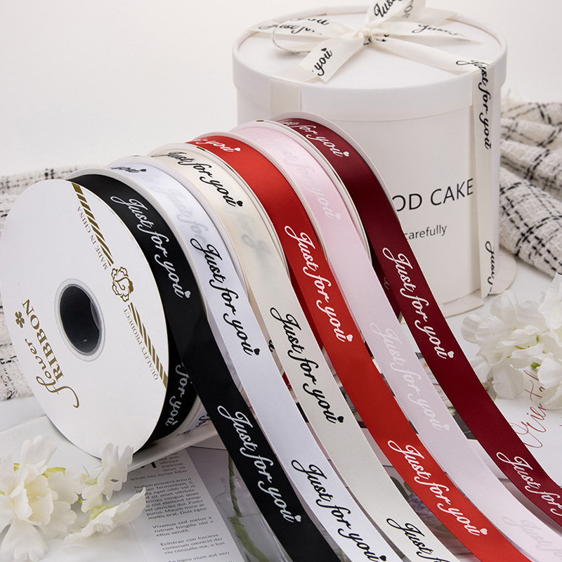 80码 2.5cm宽印花涤纶丝带 鲜花礼品手工DIY展示定制涤纶质感丝带