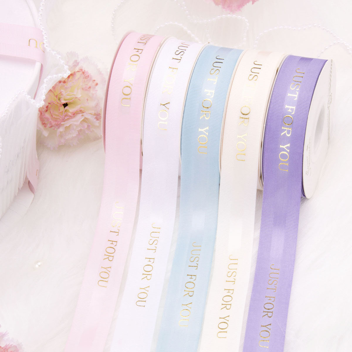 2.5cm烫金中缎边罗丝带生日蛋糕鲜花包装花艺彩带绸带蝴蝶结缎带