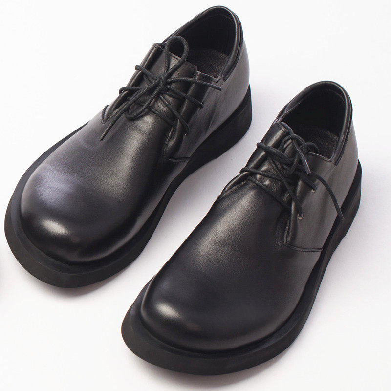 手工系带圆头商务休闲爸爸男鞋