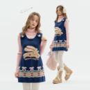 ziziFei秋冬美式 设计感深蓝费尔岛毛绒兔子针织打底背心连衣裙女