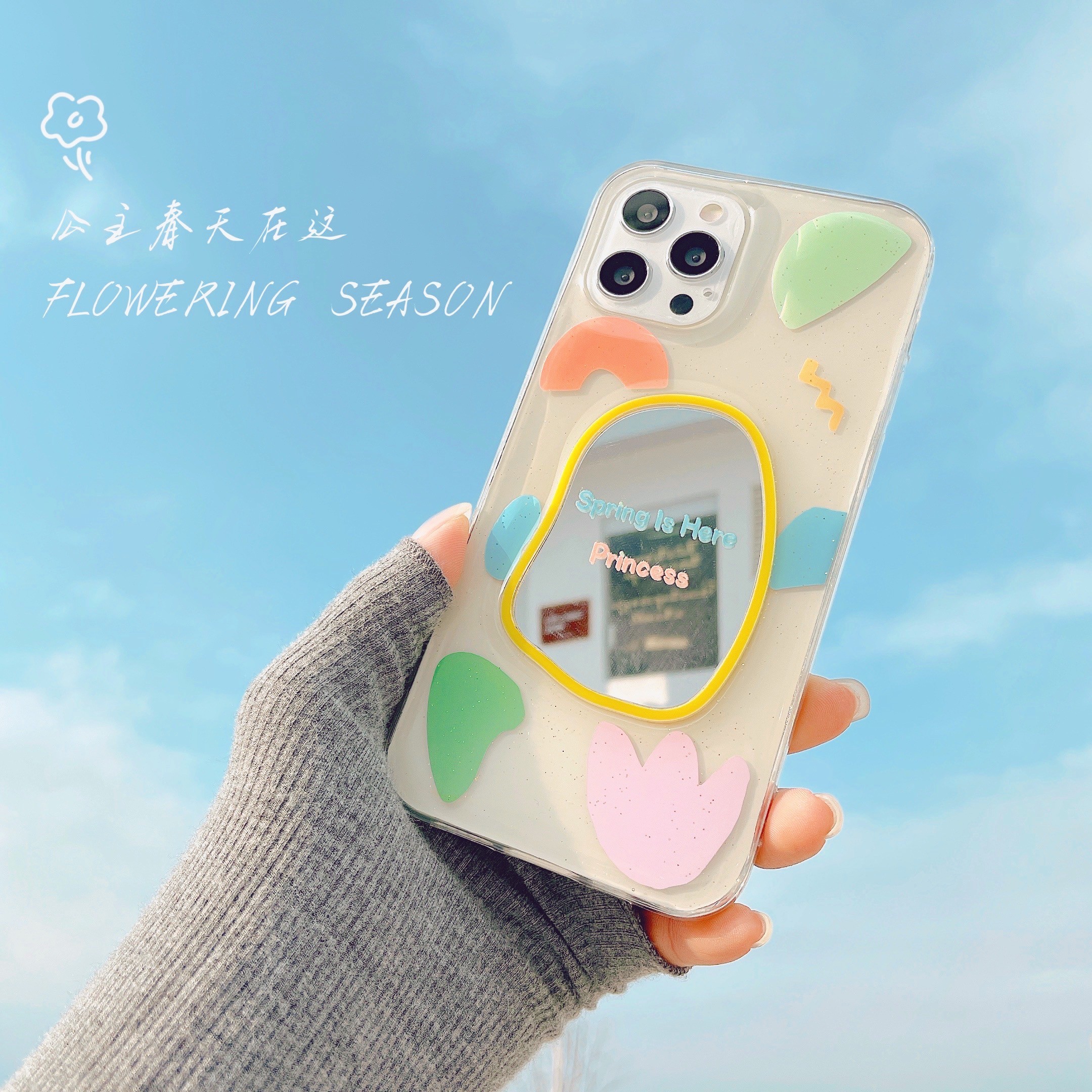 几何补妆镜子oppoReno8 6 5pro+手机壳reno7 4se 3 Ace2z保护套女-封面