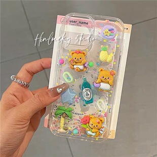 k20软壳note13 夏日饮料黄油小熊适用红米k70 k60手机壳k50 k40S滴胶k30i 10xpro保护套9少女 12turbo防摔11t