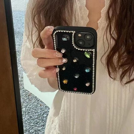 ins小众高级彩色水钻适用oppoReno13 12pro手机壳reno11/10/9/8/7se软壳RENO5K/4SE防摔3PRO/ACE2保护套少女