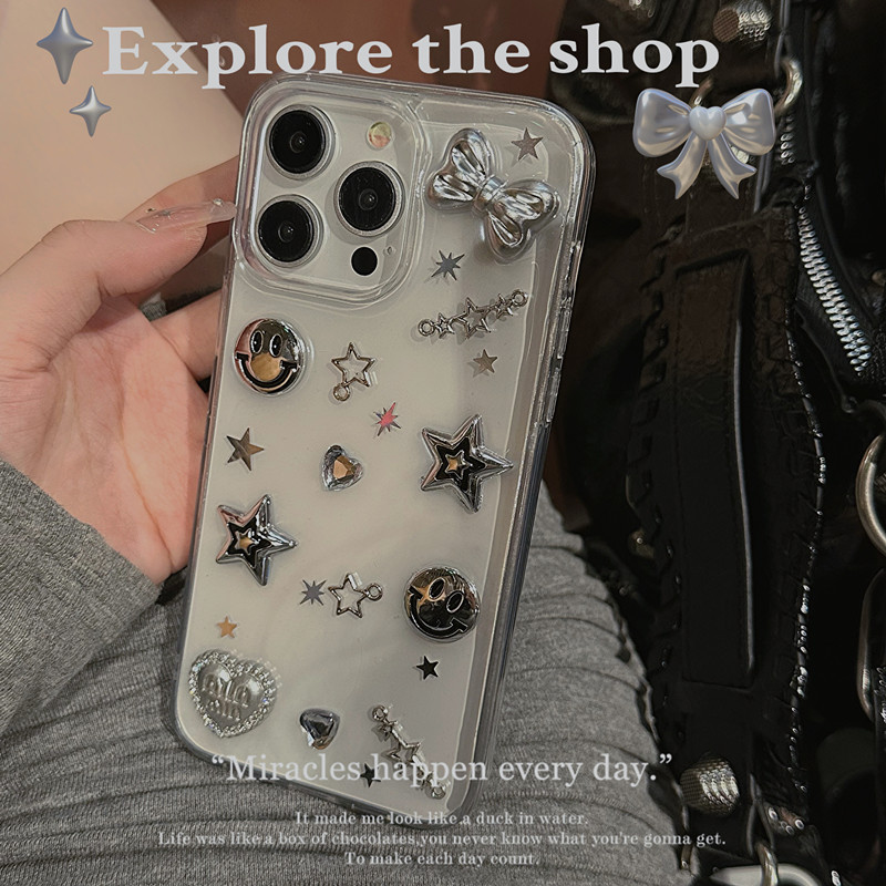 ins电镀立体星星笑脸oppo滴胶壳