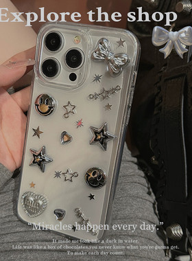 ins电镀立体星星笑脸oppoReno10pro手机壳reno9/8se/7/6pro+滴胶5k 4se 3PRO创意ACE2软壳R17 R15X保护套少女
