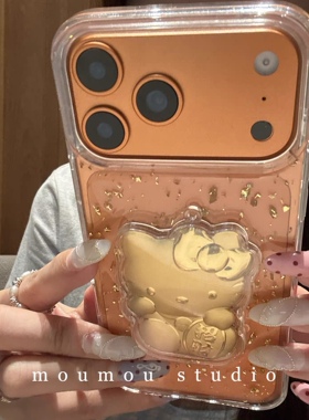 金箔招财kitty猫适用一加ACE5 3pro 2v手机壳1+13 12 11pro防摔滴胶1+10R 9RT软壳8pro保护套ace竞速7t防摔壳