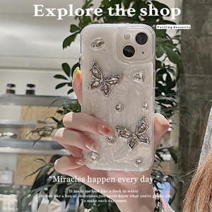 ins日韩珠光水钻蝴蝶适用小米14 15pro手机壳小米12s 13pro立体10s 11防摔软壳civi3/2/1s/4pro保护套mix4女9
