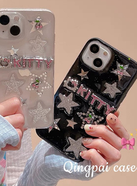 甜酷辣妹星星水钻kitty猫适用荣耀90手机壳80gt/70pro滴胶60se x50i v4030青春软壳magic5 play6t x10保护套9