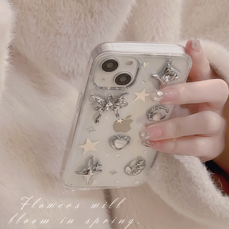 甜酷星星水钻立体蝴蝶滴胶红米女