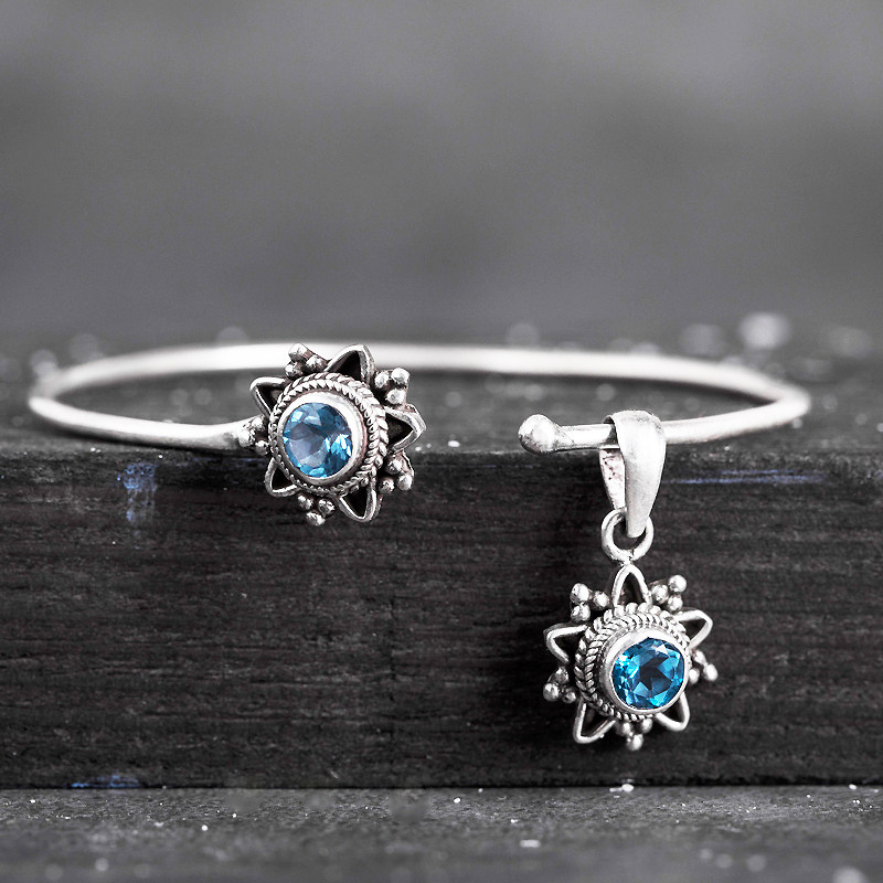 尼泊尔手工925银饰品托帕石手镯吊坠女个性手链 创意复古民族风,饰品/流行首饰/时尚饰品新,手镯,淘宝优惠券,粉丝福利购,淘宝优惠卷