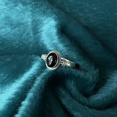 女银民族风尼泊尔手工黑玛瑙戒指