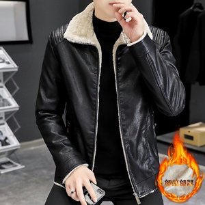 秋冬加绒j加厚皮衣型男帅气个性皮夹克外套XZ313B-1-PY835-  P120图片