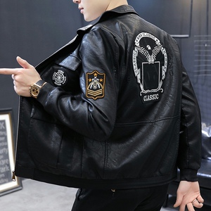 秋季新款男士休闲薄款皮衣夹克男修身外套XZ313B-1-PY891-P110图片
