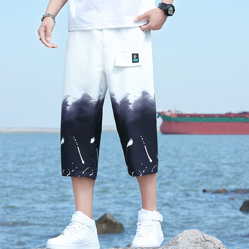 主推短裤男士夏季渐变色潮流时尚工装七分裤XZ313B-1-K2010-P25,男装休闲裤,星座313B-2