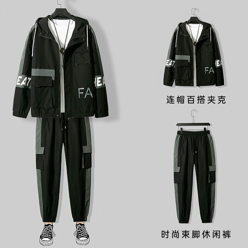 2021秋季新款工装男时尚帅气休闲套装两件套XZ313B-1-T80115-P85,男装休闲套装,星座313B-2