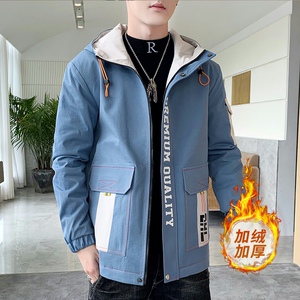 夹克男秋冬季派克服男士加绒加厚时尚连帽外套XZ313B-1-R1202-P70图片
