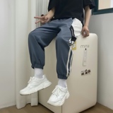 港风休闲裤男宽松潮流帅气束脚九分裤XZ313B-1-K5003-P40，男装休闲裤，星座313B-2