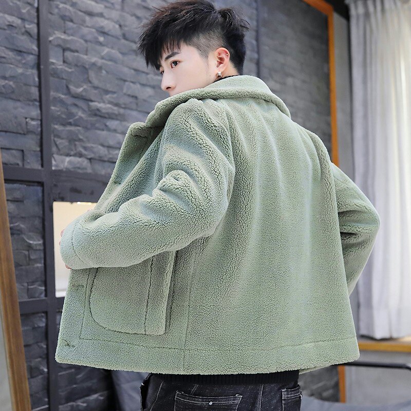双面穿外套男颗粒绒短款毛呢大衣 秋冬新款潮XZ313B-1-M187-P120图片